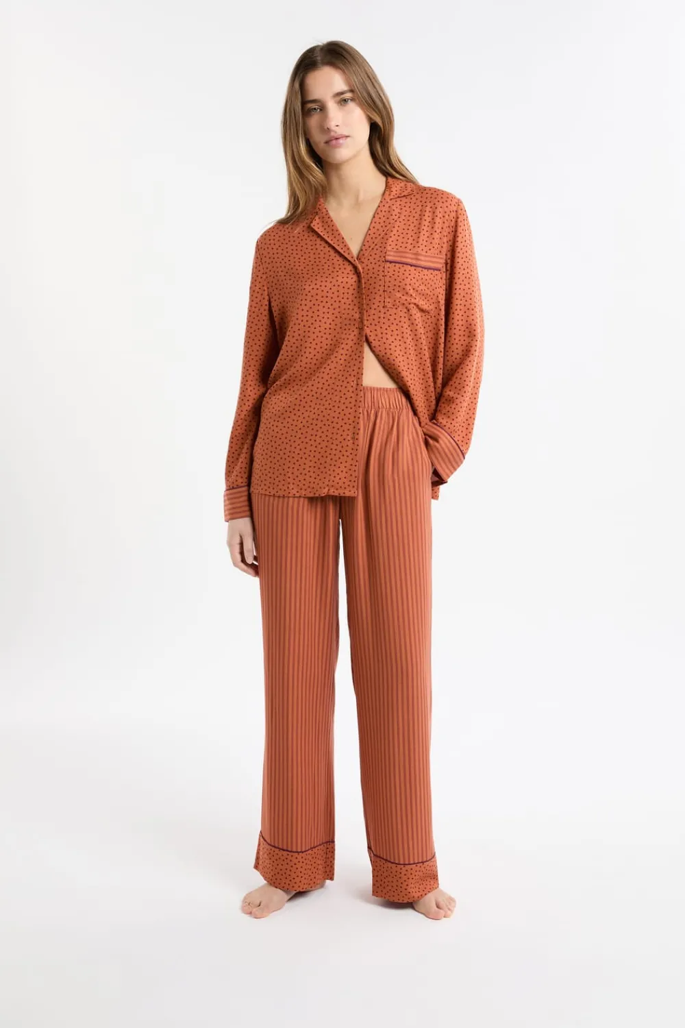 Discount ETAM Pantalón de pijama a rayas MARRÓN