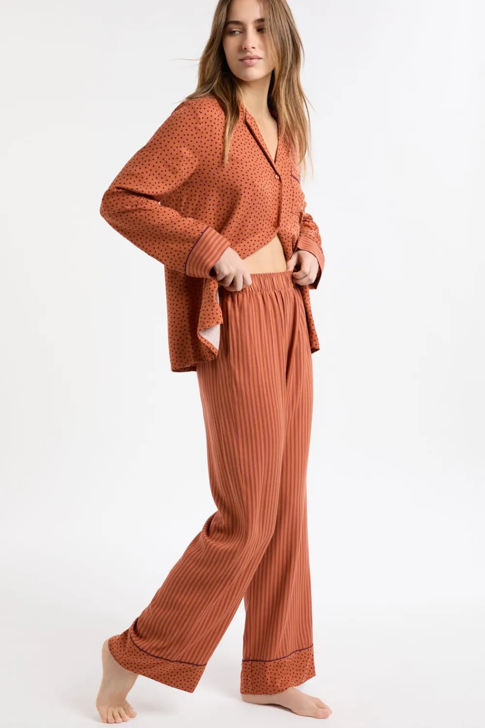 Discount ETAM Pantalón de pijama a rayas MARRÓN