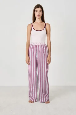 Hot ETAM Pantalón de pijama a rayas BURDEOS GRANATE