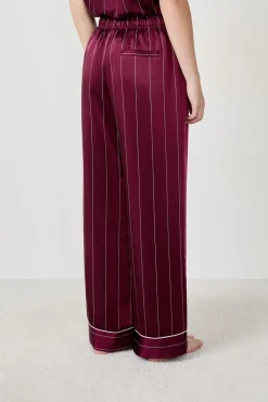 Sale ETAM Pantalón de pijama a rayas de satén BURDEOS GRANATE