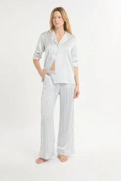 Sale ETAM Pantalón de pijama a rayas de satén IMP FD marino