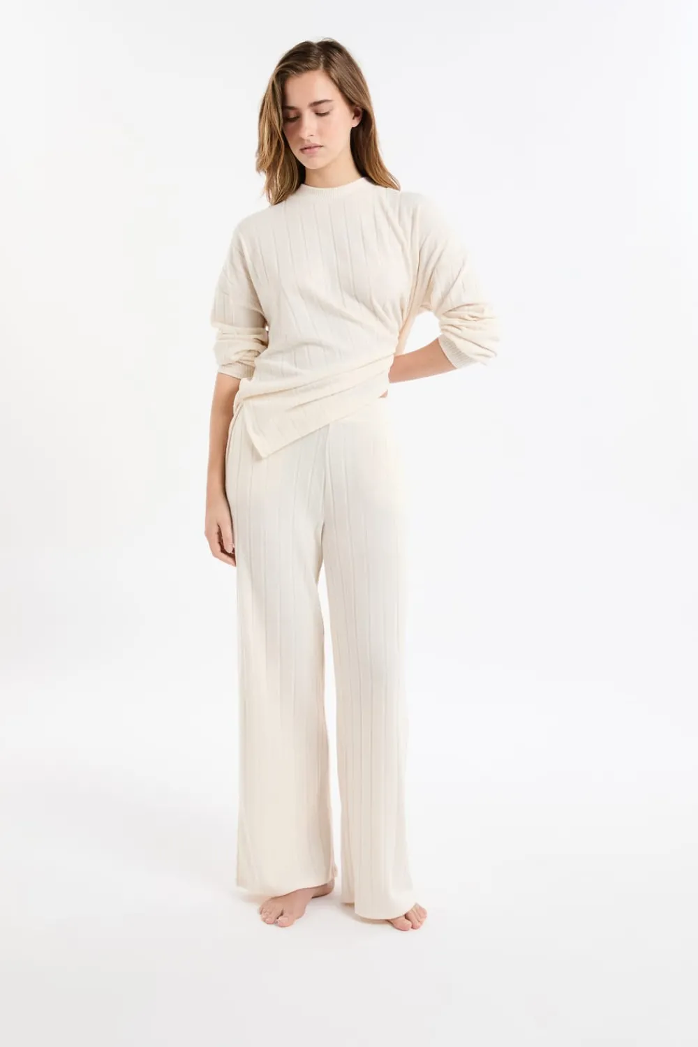 Best ETAM Pantalón de pijama ancho crudo