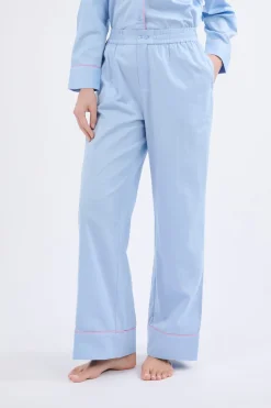 Sale ETAM Pantalón de pijama ancho de algodón AZUL CLARO