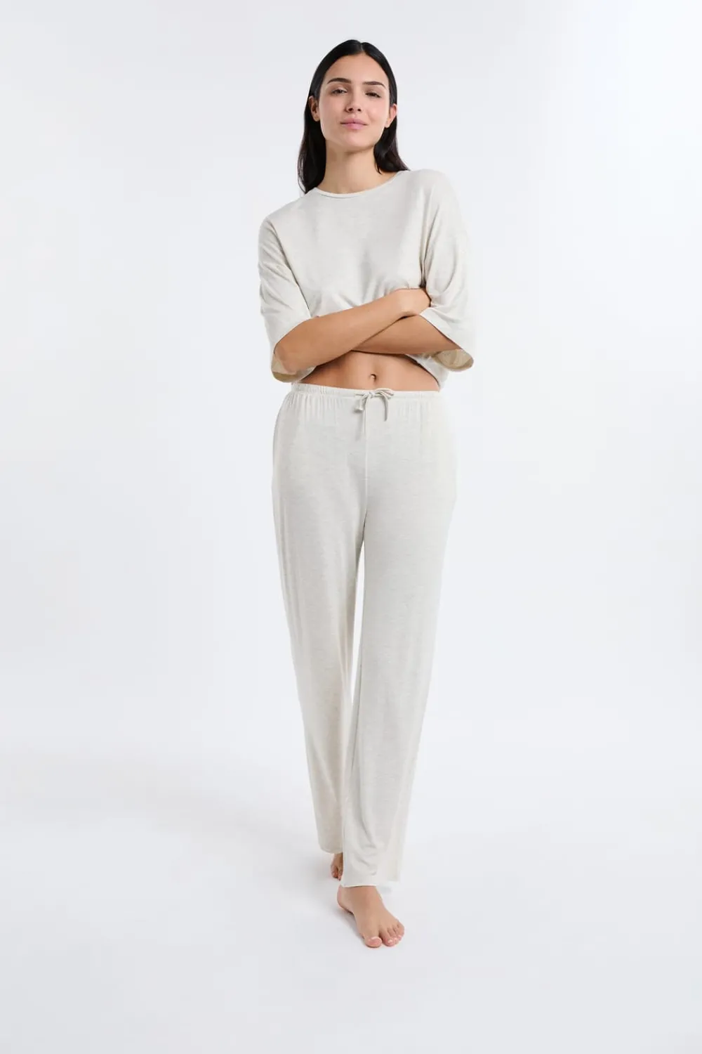 New ETAM Pantalón de pijama ancho de modal BEIGE