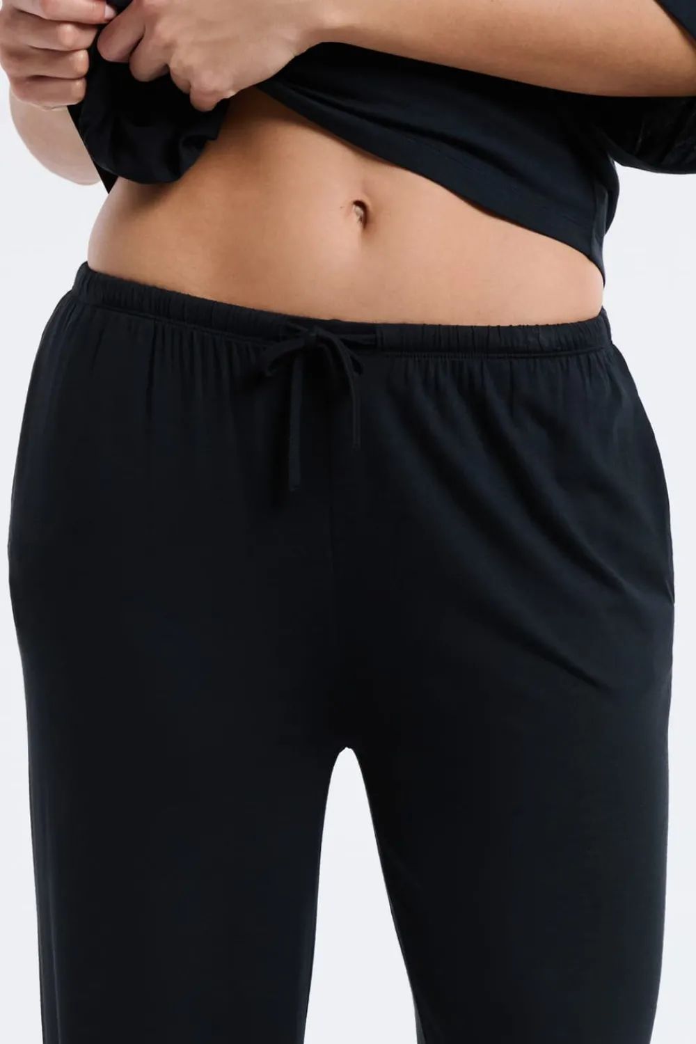 Discount ETAM Pantalón de pijama ancho de modal NEGRO