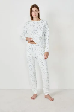 Sale ETAM Pantalón de pijama con corazones BLANCO