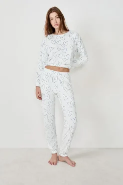 Sale ETAM Pantalón de pijama con corazones BLANCO