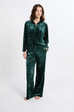 Clearance ETAM Pantalón de pijama con efecto terciopelo ESMERALDA
