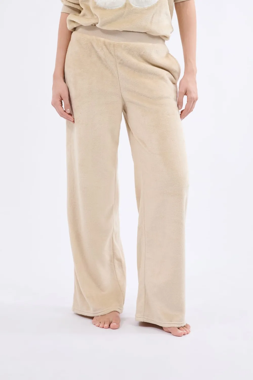 Best ETAM Pantalón de pijama con efecto terciopelo BEIGE