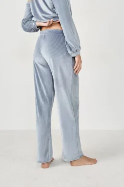 Online ETAM Pantalón de pijama con efecto terciopelo AZUL