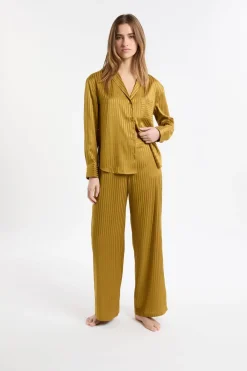 Best ETAM Pantalón de pijama de satén a rayas VERDE