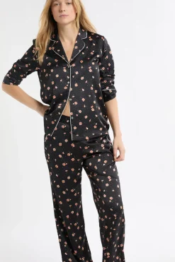 Best ETAM Pantalón de pijama de satén con estampado floral MULTICOLOR