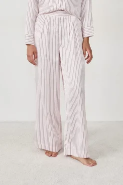 Best ETAM Pantalón de pijama de satén a rayas IMP FD ECRU