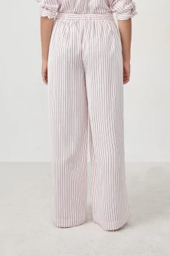 Best ETAM Pantalón de pijama de satén a rayas IMP FD ECRU