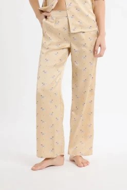 Discount ETAM Pantalón de pijama de satén con estampado de perros IMP FONDO ROSA