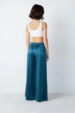 Clearance ETAM Pantalón de pijama de seda AZUL PETR&Oacute;LEO