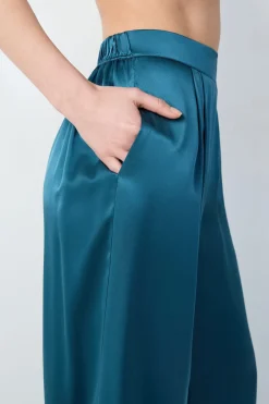 Clearance ETAM Pantalón de pijama de seda AZUL PETR&Oacute;LEO