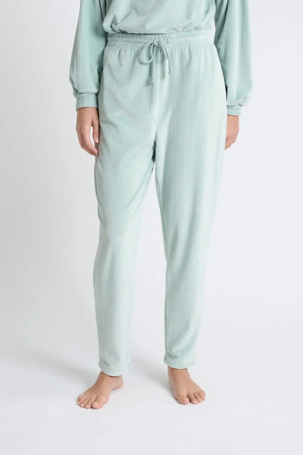 Sale ETAM Pantalón de pijama de terciopelo VERDE AGUA