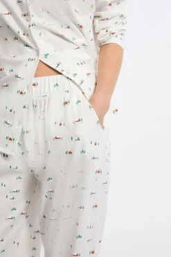 Clearance ETAM Pantalón de pijama estampado de algodón CRUDO