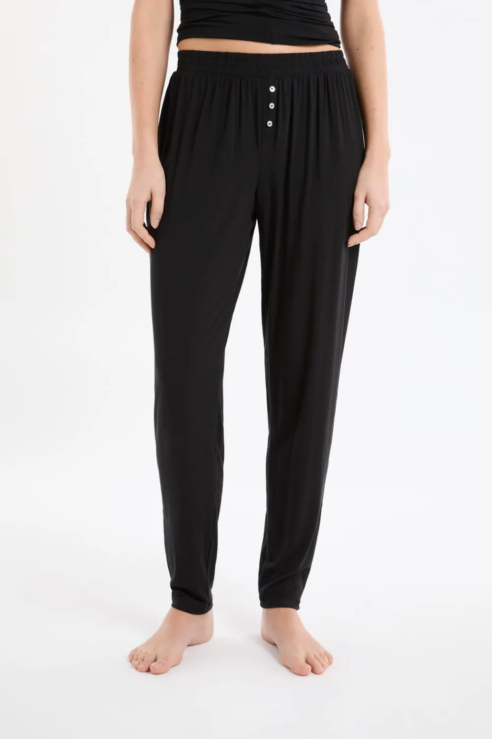 New ETAM Pantalón de pijama liso NEGRO