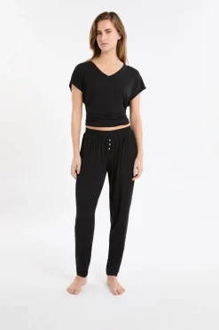 New ETAM Pantalón de pijama liso NEGRO