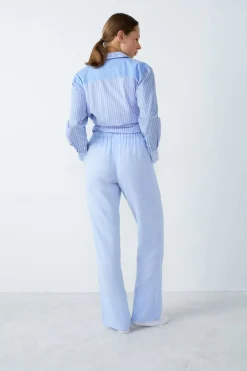 Clearance ETAM Pantalón de pijama recto de lino AZUL