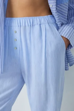 Clearance ETAM Pantalón de pijama recto de lino AZUL