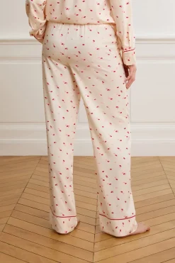 Clearance ETAM Pantalón de pijama satinados con estampado de besos IMP FOND ROSA