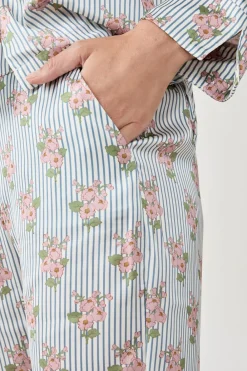 ETAM Pantalón de pijama satinados con estampado floral IMP FD BLANCO