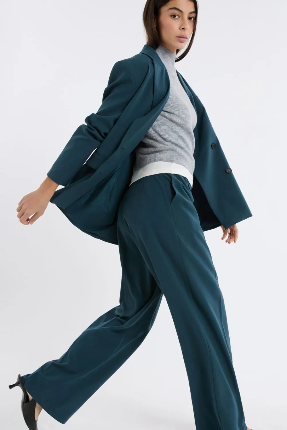 Discount ETAM Pantalón de traje ancho VERDE PATO