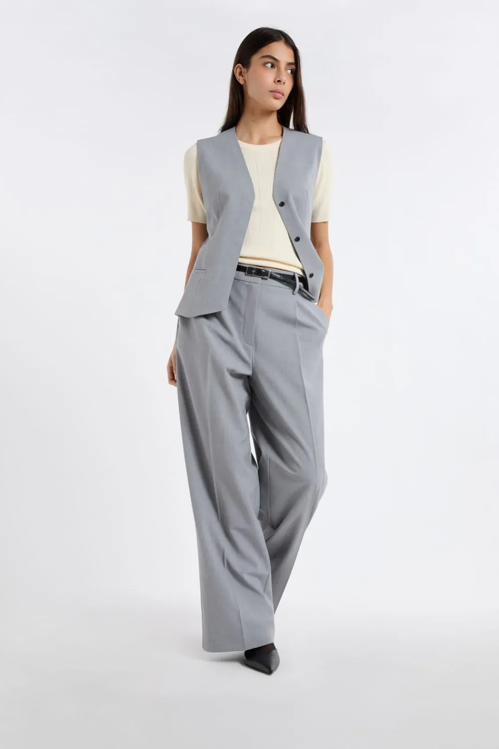 Hot ETAM Pantalón de traje ancho GRIS