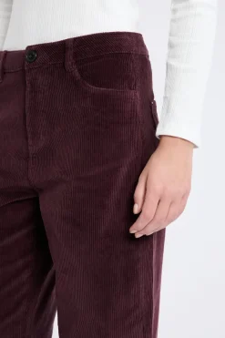 Online ETAM Pantalón recto de algodón con efecto terciopelo CHOCOLATE