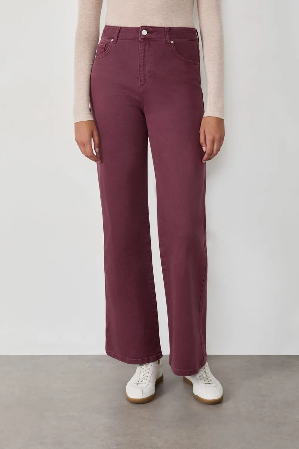 New ETAM Pantalón rectos de algodón BURDEOS GRANATE