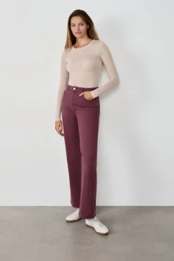 New ETAM Pantalón rectos de algodón BURDEOS GRANATE