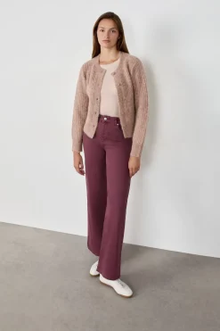New ETAM Pantalón rectos de algodón BURDEOS GRANATE