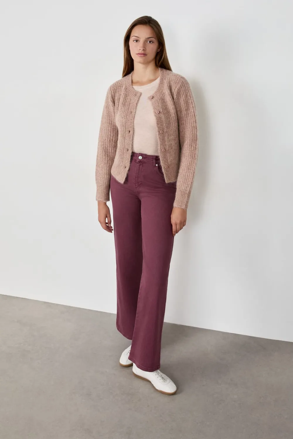 New ETAM Pantalón rectos de algodón BURDEOS GRANATE
