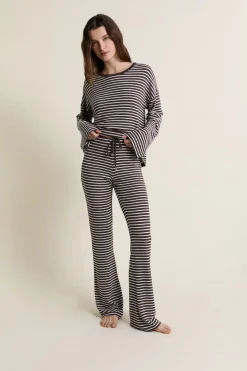 Best ETAM Pantalon de pyjama à rayures CHOCOLAT