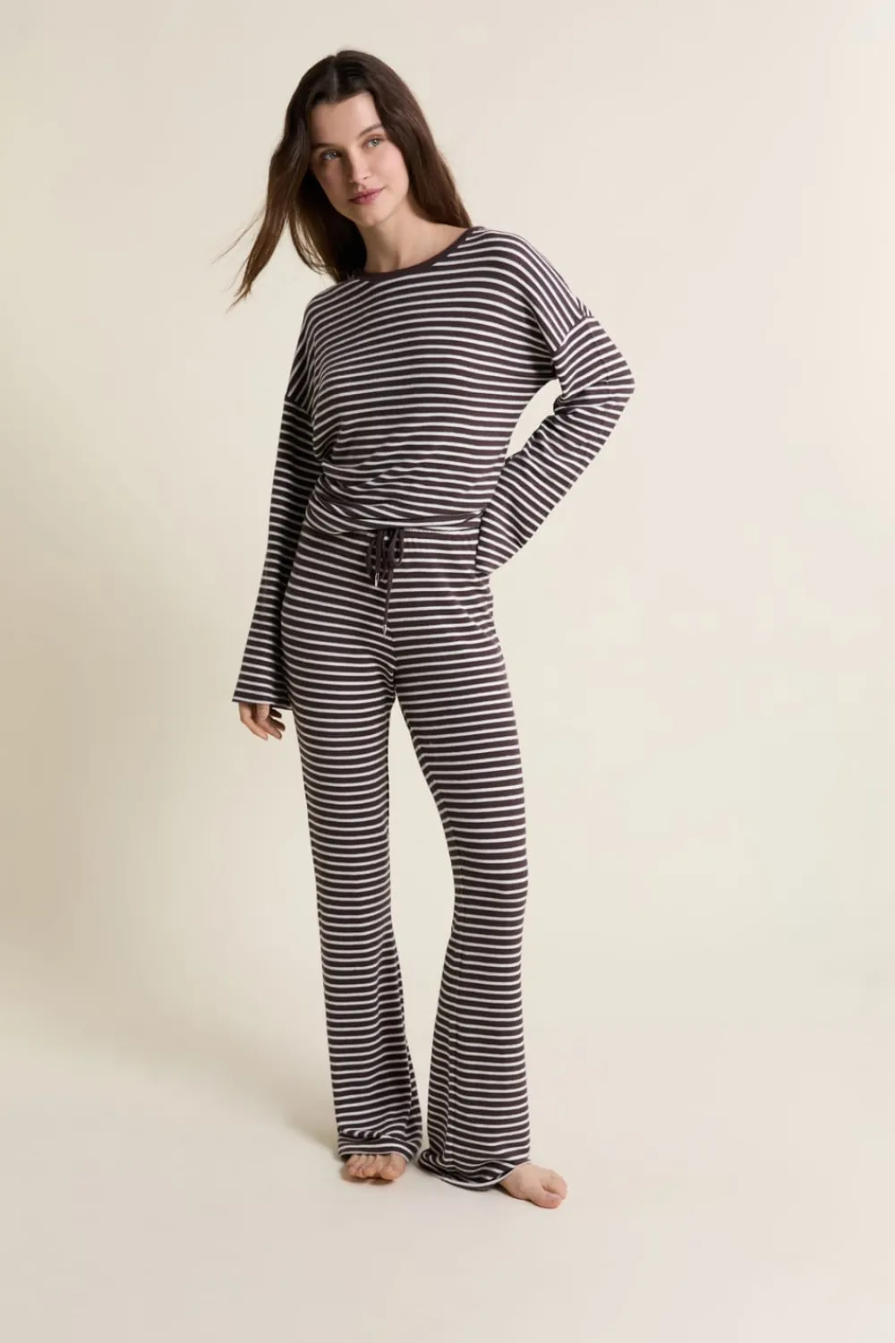 Best ETAM Pantalon de pyjama à rayures CHOCOLAT