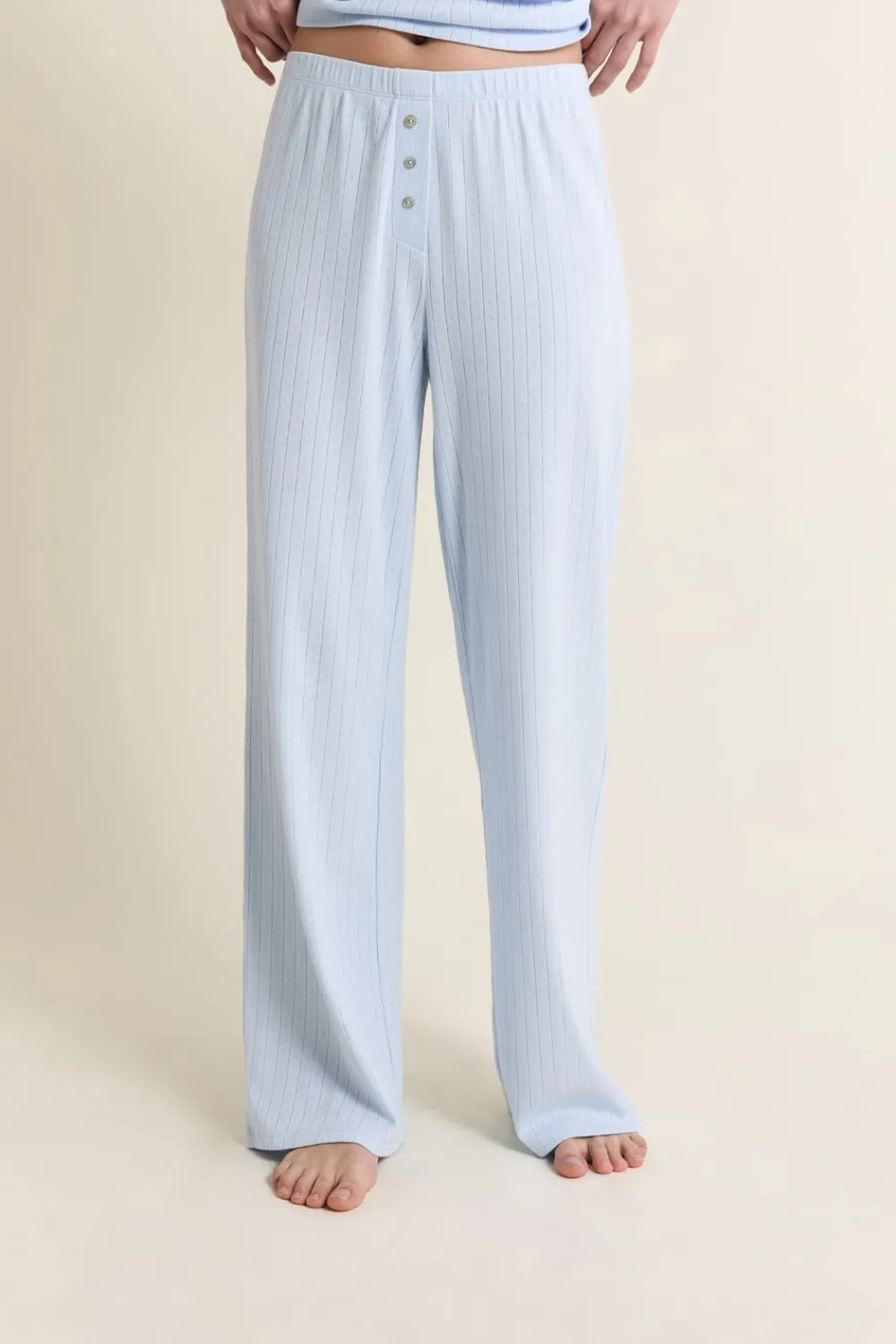 Sale ETAM Pantalon de pyjama en coton en pointelle BLEU AZUR