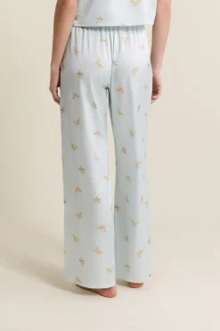 Outlet ETAM Pantalon de pyjama satiné à motifs IMP BLEU VERT