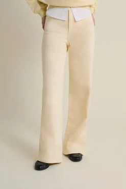 Discount ETAM Pantalon droit taille haute VANILLE