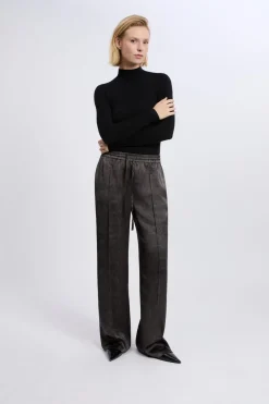Clearance ETAM Pantalon large satiné à imprimé serpent IMP FD BRIQUE