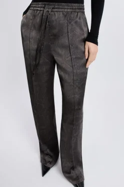 Clearance ETAM Pantalon large satiné à imprimé serpent IMP FD BRIQUE