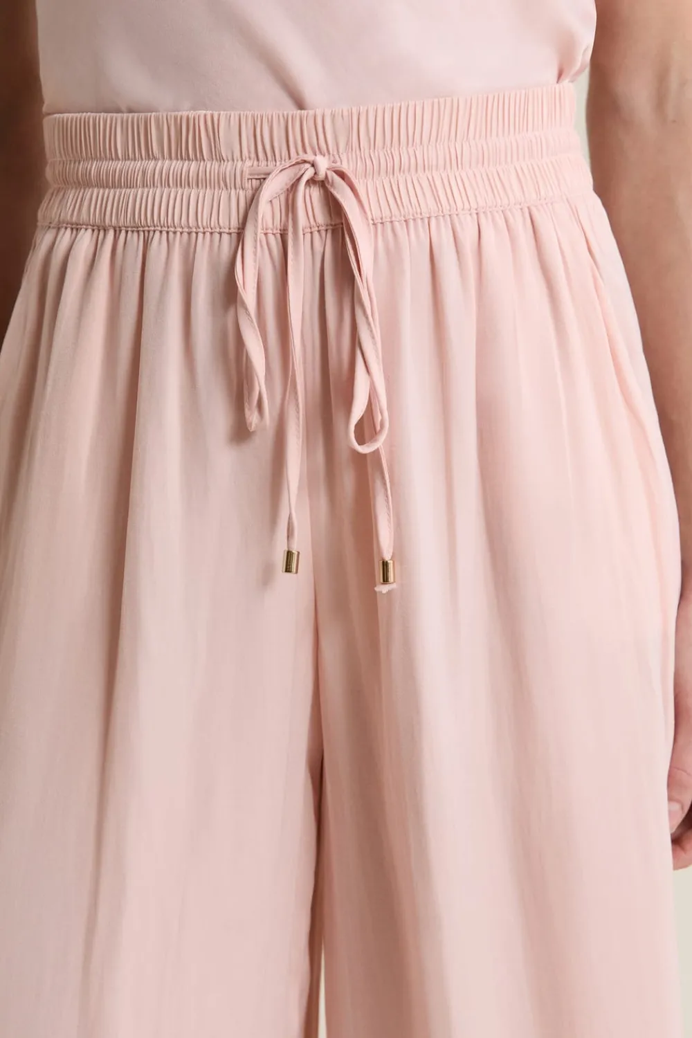 New ETAM Pantalon satiné coupe large ROSE POUDRE