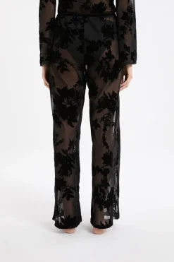 Sale ETAM Pantalon transparent à motif floral NOIR