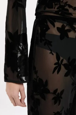 Sale ETAM Pantalon transparent à motif floral NOIR