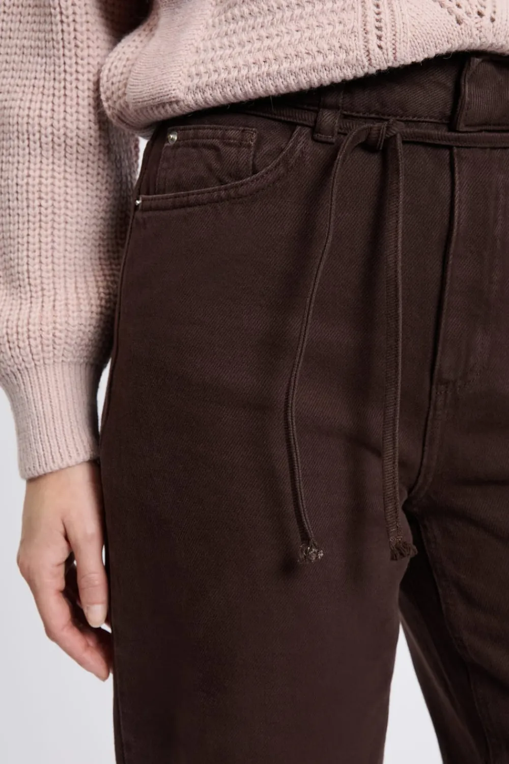 Clearance ETAM Pantalones anchos con cordón de algodón MARRÓN