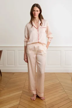 Best ETAM Pantalones de pijama de satén con lunares IMP FD crudo