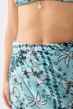 Outlet ETAM Pareo de algodón estampado ESTAMPADO FONDO AZUL