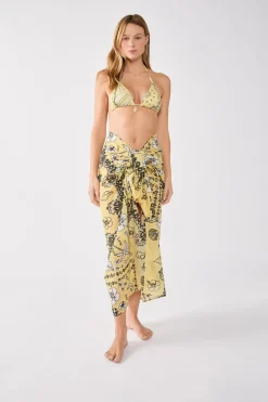 Best ETAM Pareo de algodón estampado ESTAMPADO FONDO AMARILLO